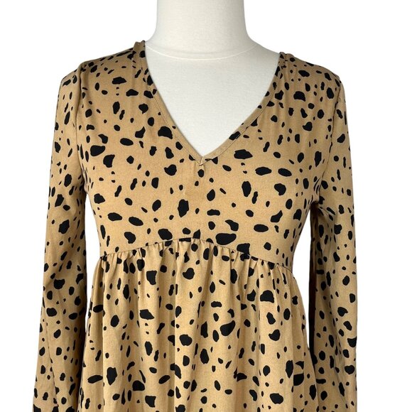 Shein Dalmation Print Dress Womens Size 4 Shirred Knot Backless - Picture 5 of 10